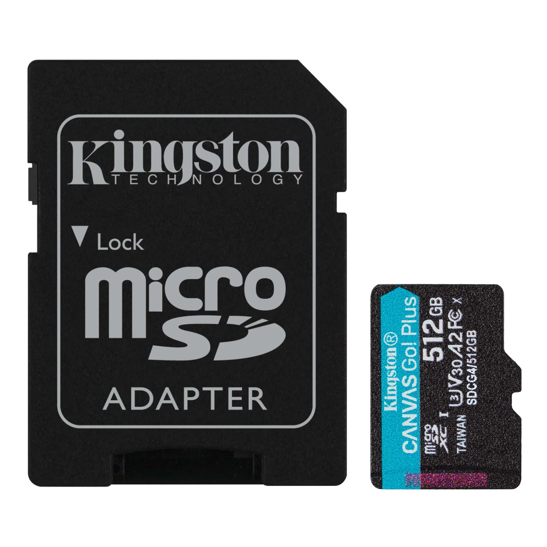 Kingston   Canvas Go! Plus   512 GB   microSD   Flash memory class Class 10, UHS-I, U3, V30, A2 - Image 1