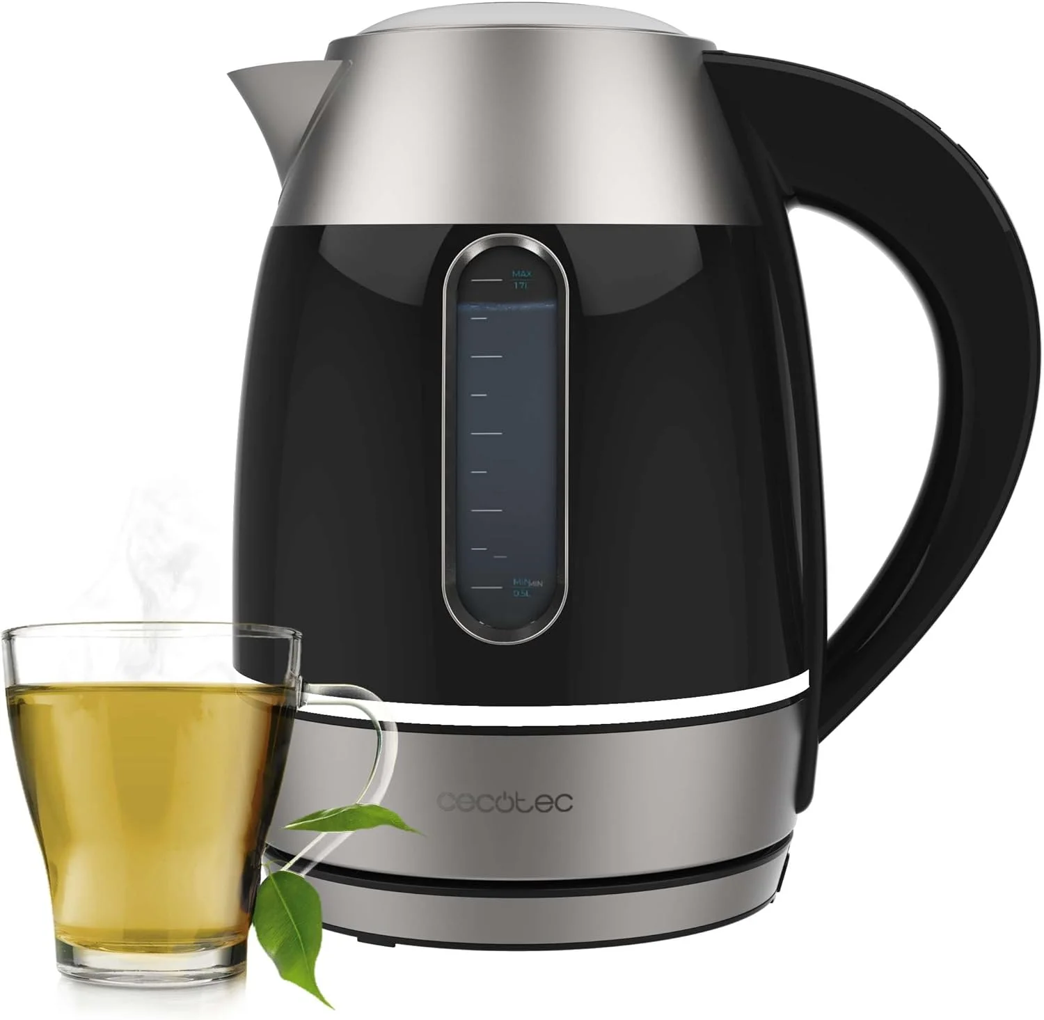 Cecotec Kettle Thermosense 400 VisionLight Electric 2200 W 1.7 L Stainless steel 360° rotational base Black/Stainless steel - Image 1