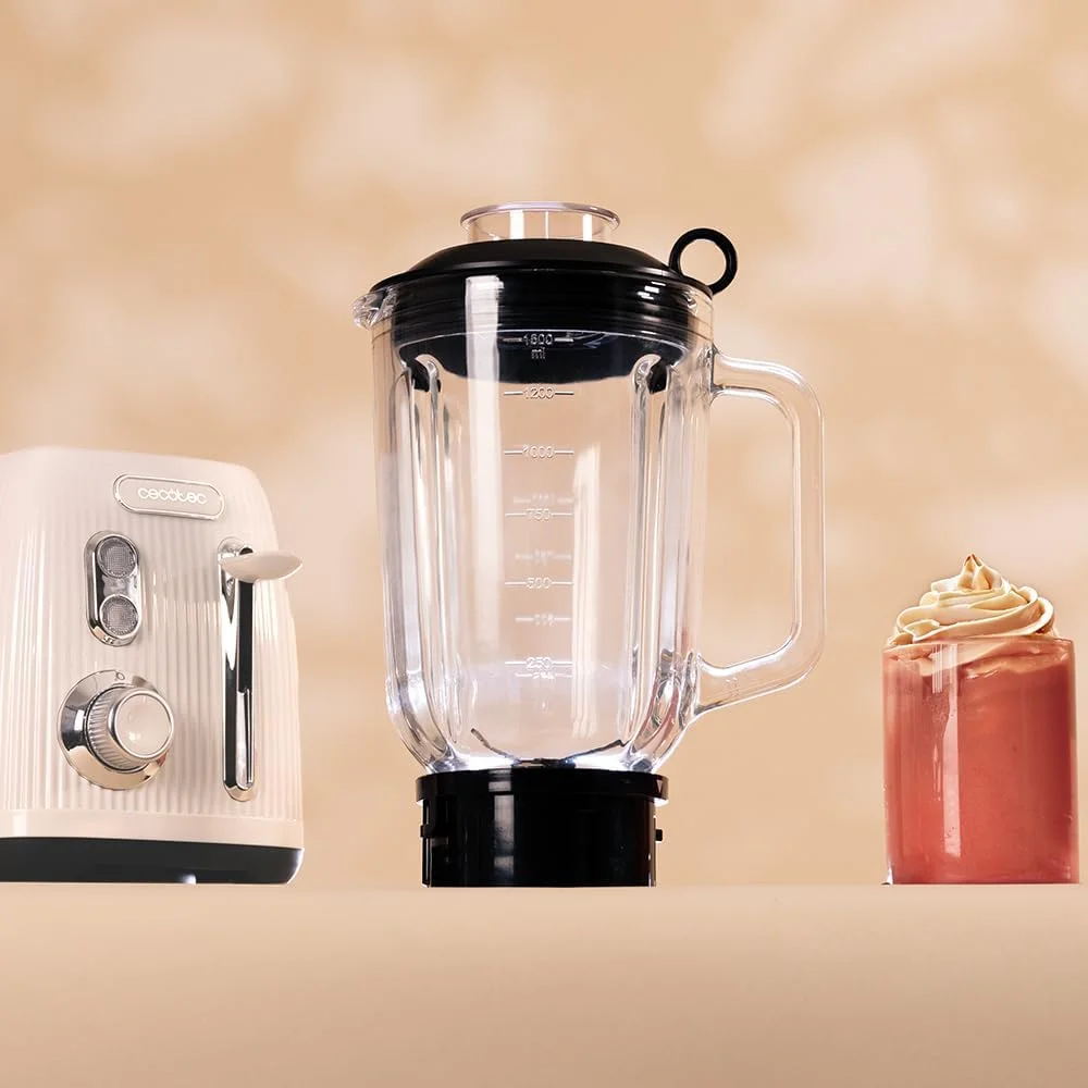 Blender Power Black Titanium RetroBeige Cecotec Tabletop 1200 W Jar capacity 1.5 L Jar material Glass Beige - Image 3