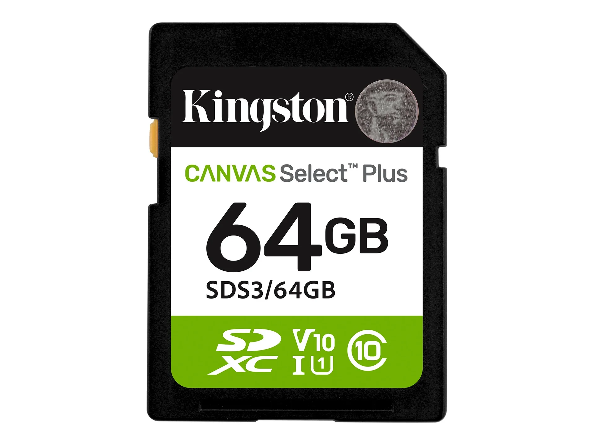 Kingston Canvas Select Plus   64 GB   SD   Flash memory class Class 10, UHS-I, U1/U3, Video Class 10/30 - Image 1