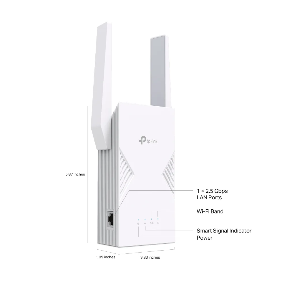 TP-LINK BE3600 Dual-Band Wi-Fi 7 Range Extender   RE235BE   802.11ax   688/2882 Mbit/s   Ethernet LAN (RJ-45) ports 1   MU-MiMO No   no PoE   Antenna type External - Image 3