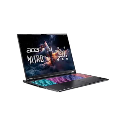 Acer   Nitro V 16S AI AN16S-61-R6Q1   Obsidian Black   16 "   IPS   WUXGA   AMD Ryzen AI 7   350   16 GB   DDR5   Solid-state drive capacity 1000 GB   NVIDIA GeForce RTX 5060   Windows 11 Home   802.11ax   Bluetooth version 5.3   Keyboard language US inte