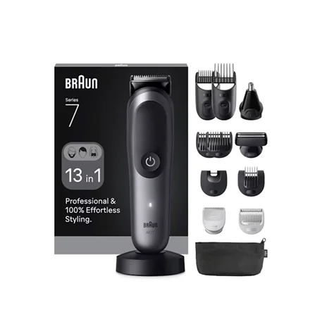 Braun 13in1 Grooming Kit   All-in-One Series 7 AIO7560   Cordless   Number of length steps 14   Black/Grey - Image 1