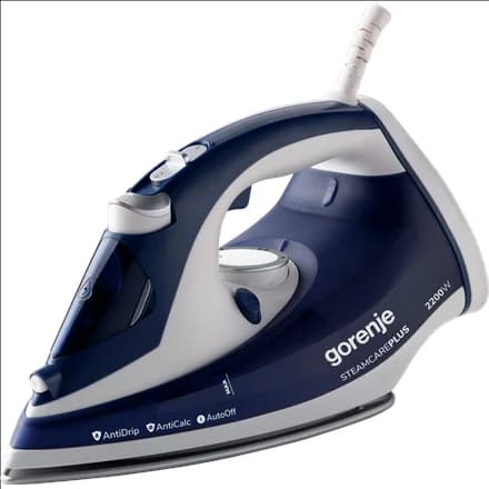 Gorenje   SIH2200BLC   Steam Iron   2200 W   Water tank capacity 280 ml   Continuous steam 30 g/min   Steam boost performance 90 g/min   Blue/White - Image 1