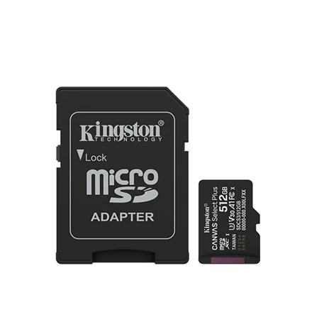 Kingston Canvas Select Plus   512 GB   microSD   Flash memory class Class 10, UHS-I, U1/U3, video class 10/30, A1 - Image 1