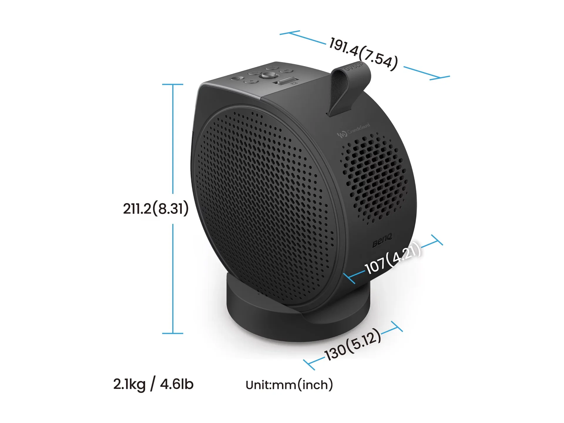 Benq GV50P Projector   Full HD (1920x1080)   500 ANSI lumens   Black   Wi-Fi - Image 5