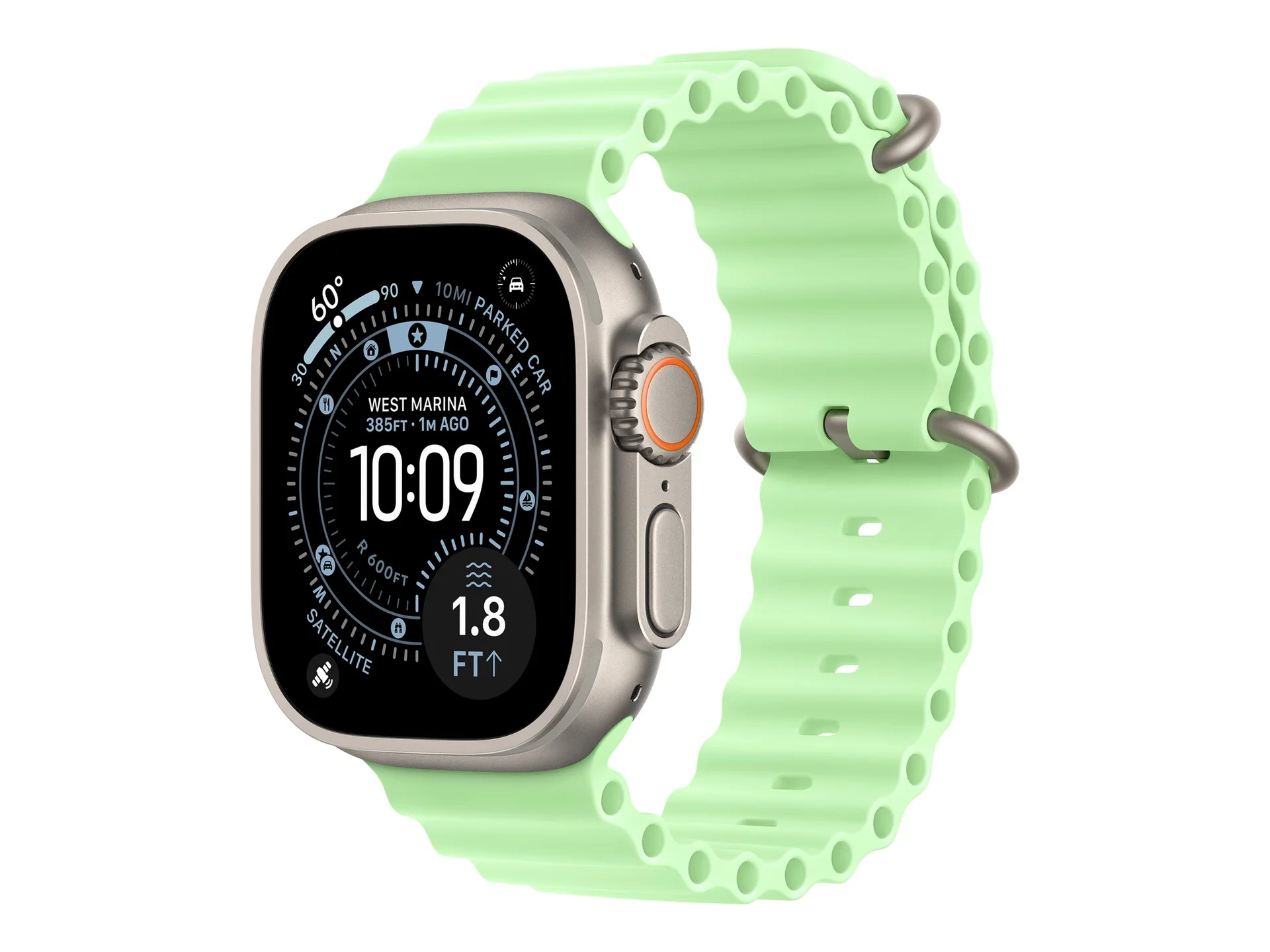 Apple 49mm Neon Green Ocean Band - Natural Titanium Finish   Apple - Image 2