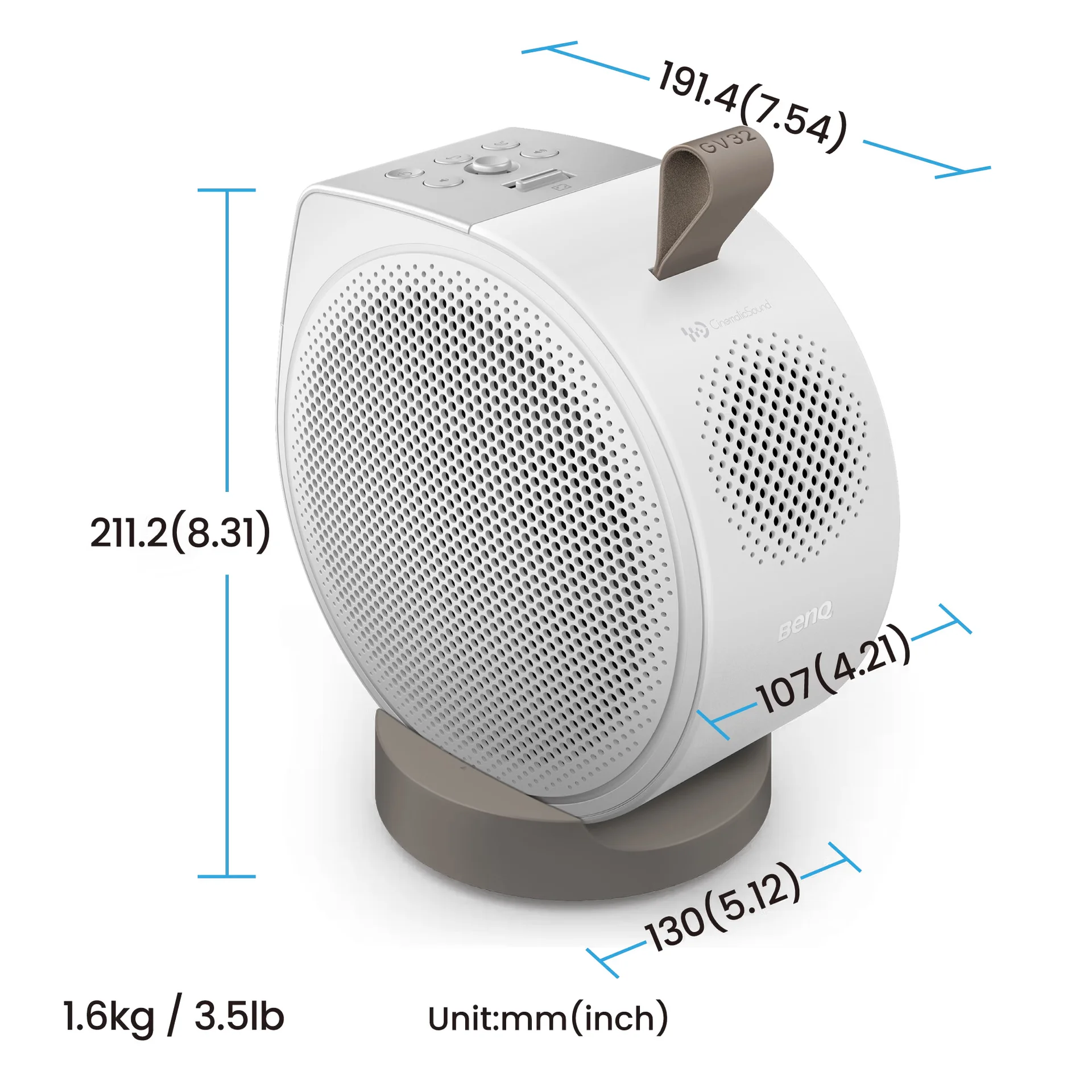 Benq GV32   Full HD (1920x1080)   500 ANSI lumens   White   Wi-Fi - Image 5