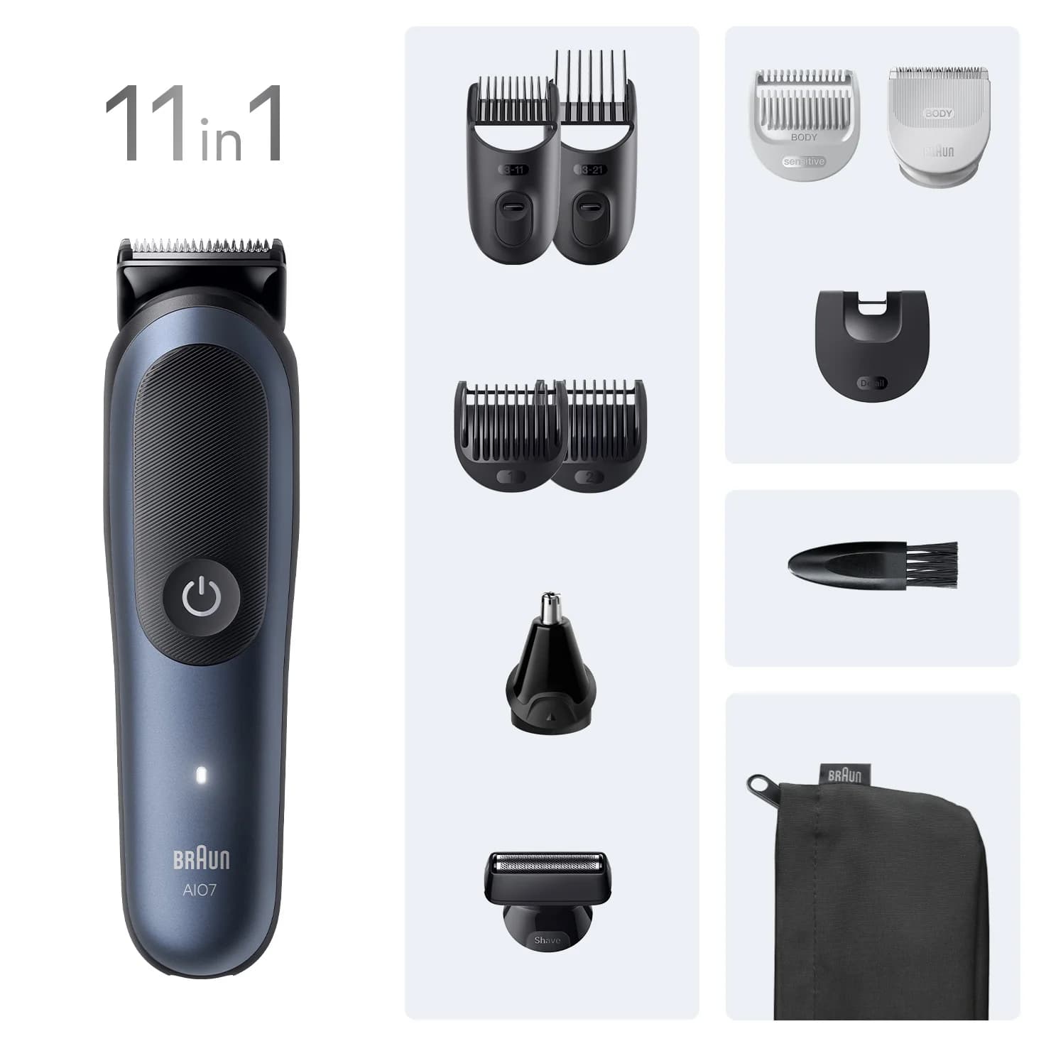 Braun 11in1 Grooming Kit   All-in-One Series 7 AIO7540   Cordless   Number of length steps 14   Black/Blue - Image 3