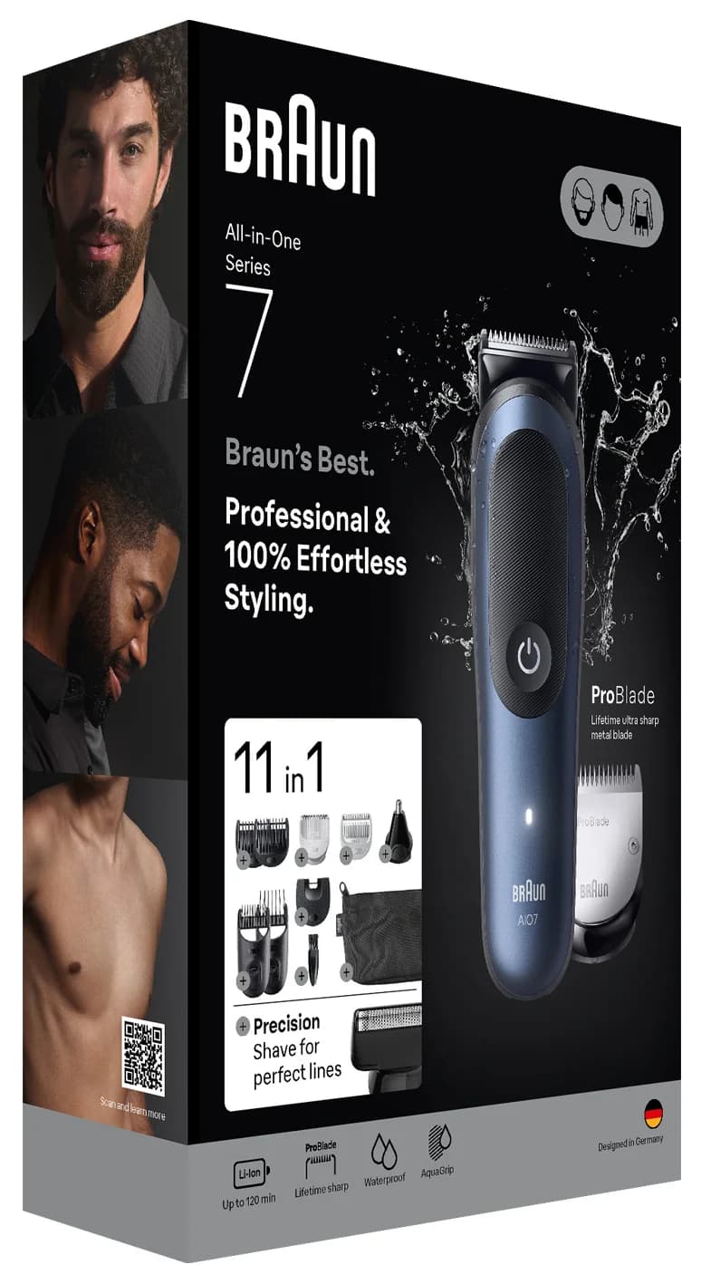 Braun 11in1 Grooming Kit   All-in-One Series 7 AIO7540   Cordless   Number of length steps 14   Black/Blue - Image 5