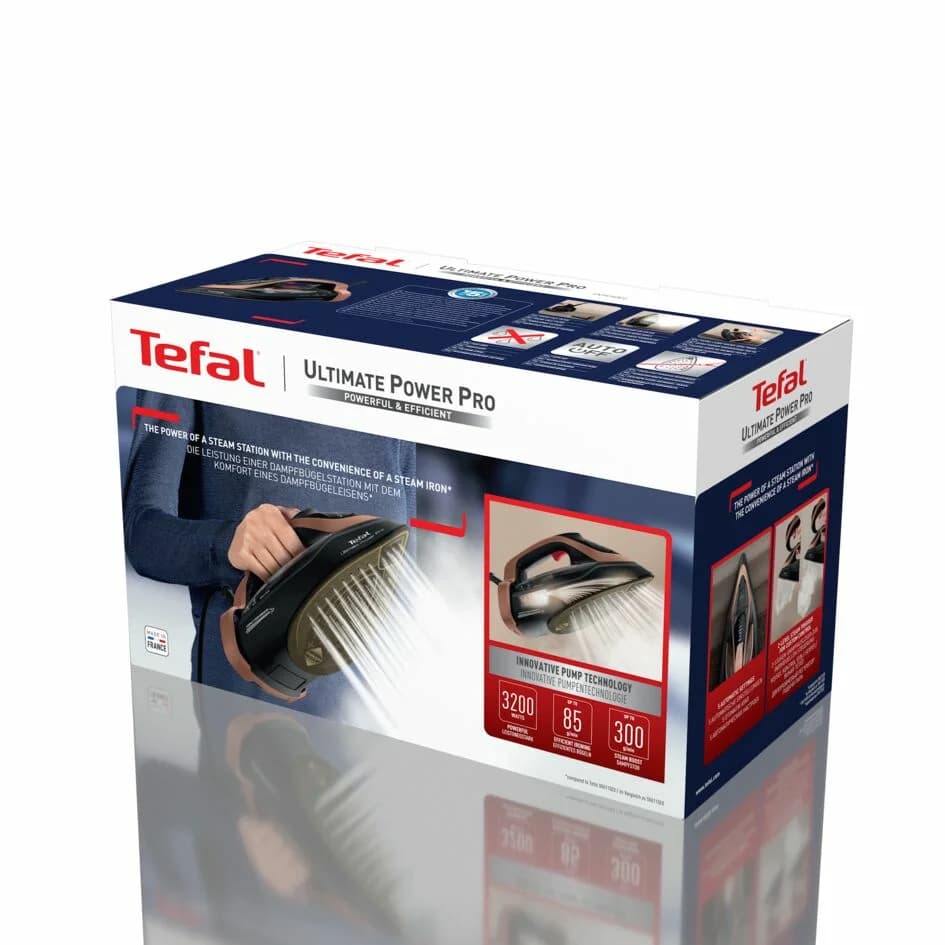 TEFAL   Steam Iron   Ultimate Power Pro FV9E50E0   Steam Iron   3200 W   Water tank capacity 350 ml   Continuous steam 85 g/min   Steam boost performance 300 g/min - Image 8