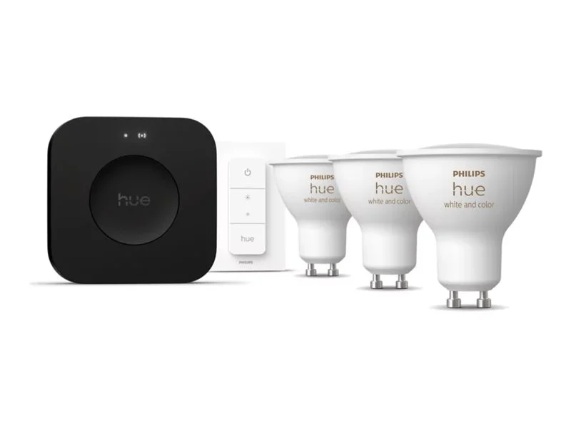 Philips Hue Starter set: 3 GU10 bulbs, dimmer switch, Hue Bridge Pro GU10 Zigbee, Wi-Fi, Bluetooth - Image 2