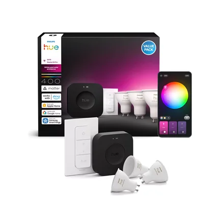 Philips Hue Starter set: 3 GU10 bulbs, dimmer switch, Hue Bridge Pro GU10 Zigbee, Wi-Fi, Bluetooth - Image 5