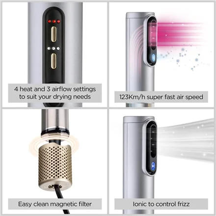 BABYLISS   Hair styling comb   Air Wand AS6555E   Ion conditioning   Number of heating levels 4   1600 W   Chrome - Image 8