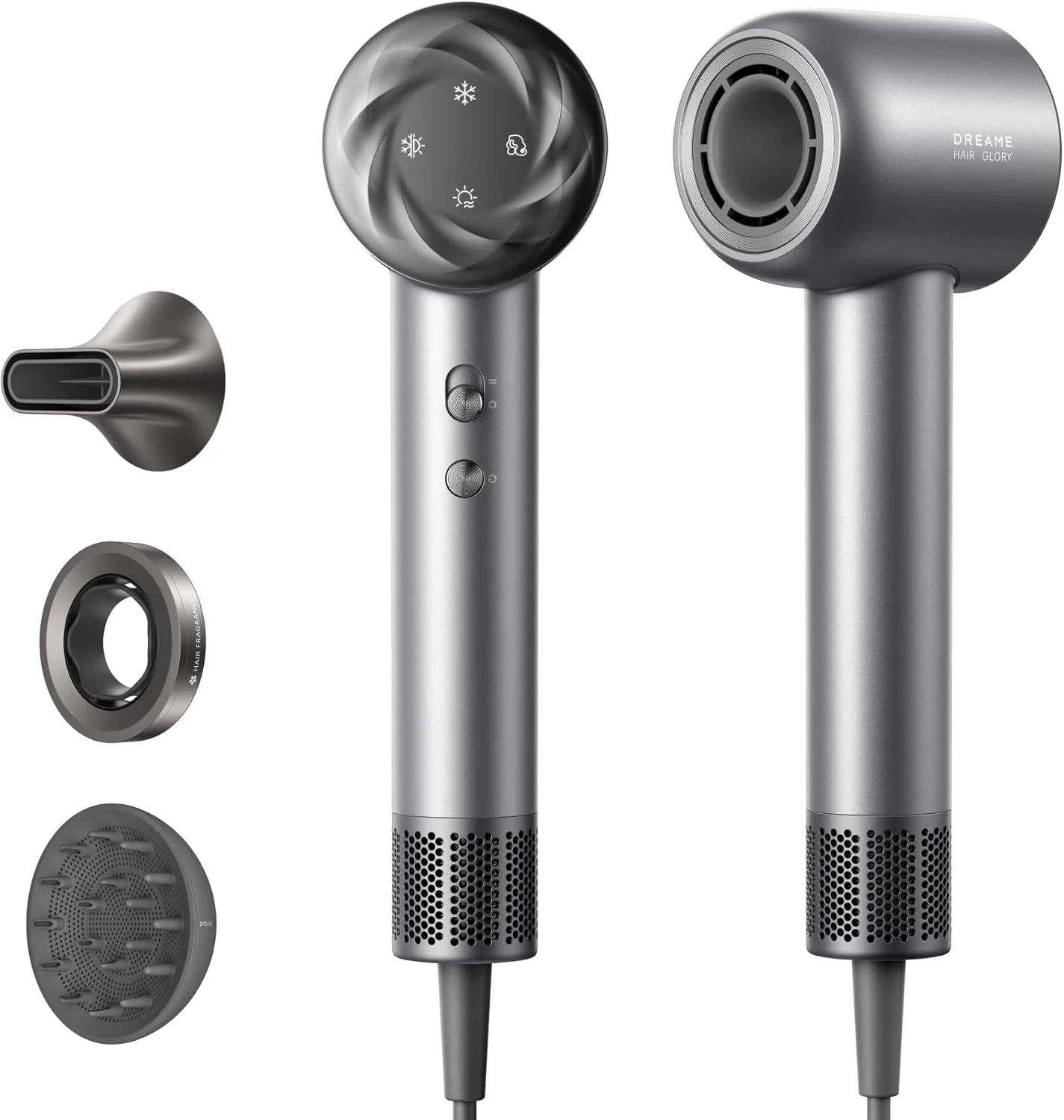 Dreame Hair dryer Glory Mix 1600 W Number of temperature settings 4 Ionic function Diffuser nozzle Black - Image 1