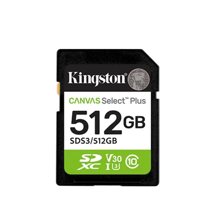 Kingston Canvas Select Plus   512 GB   SD   Flash memory class Class 10, UHS-I, U1/U3, Video Class 10/30 - Image 1