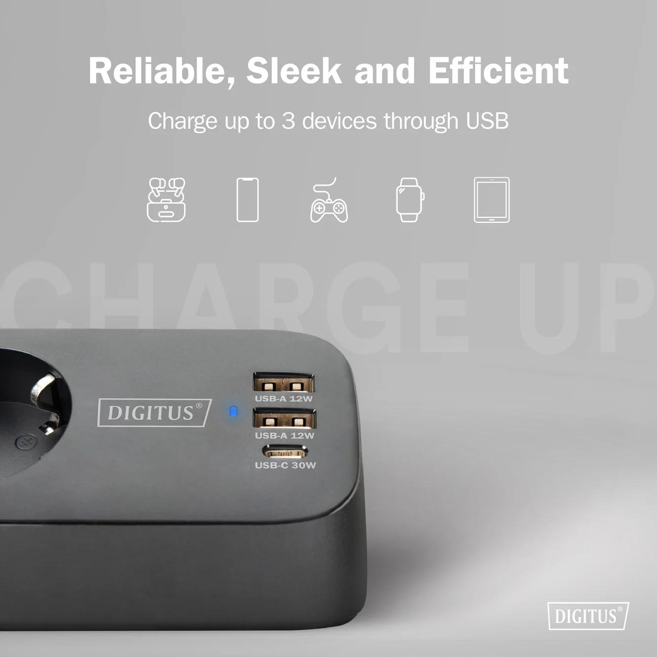 Digitus 3-way office socket strip with 2x USB-A and 1x USB-C connections   DA-70625 - Image 10