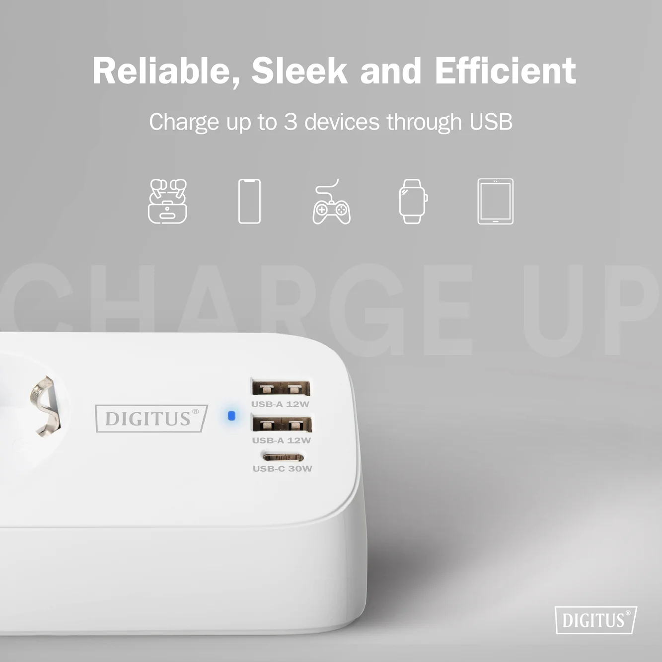 Digitus 3-way office socket strip with 2x USB-A and 1x USB-C connections   DA-70626 - Image 8
