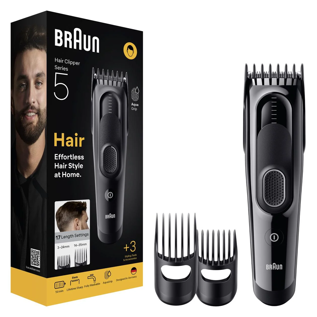 Braun Hair Clipper   HC5530 Series 5   Cordless   Number of length steps 17   Black - Image 4