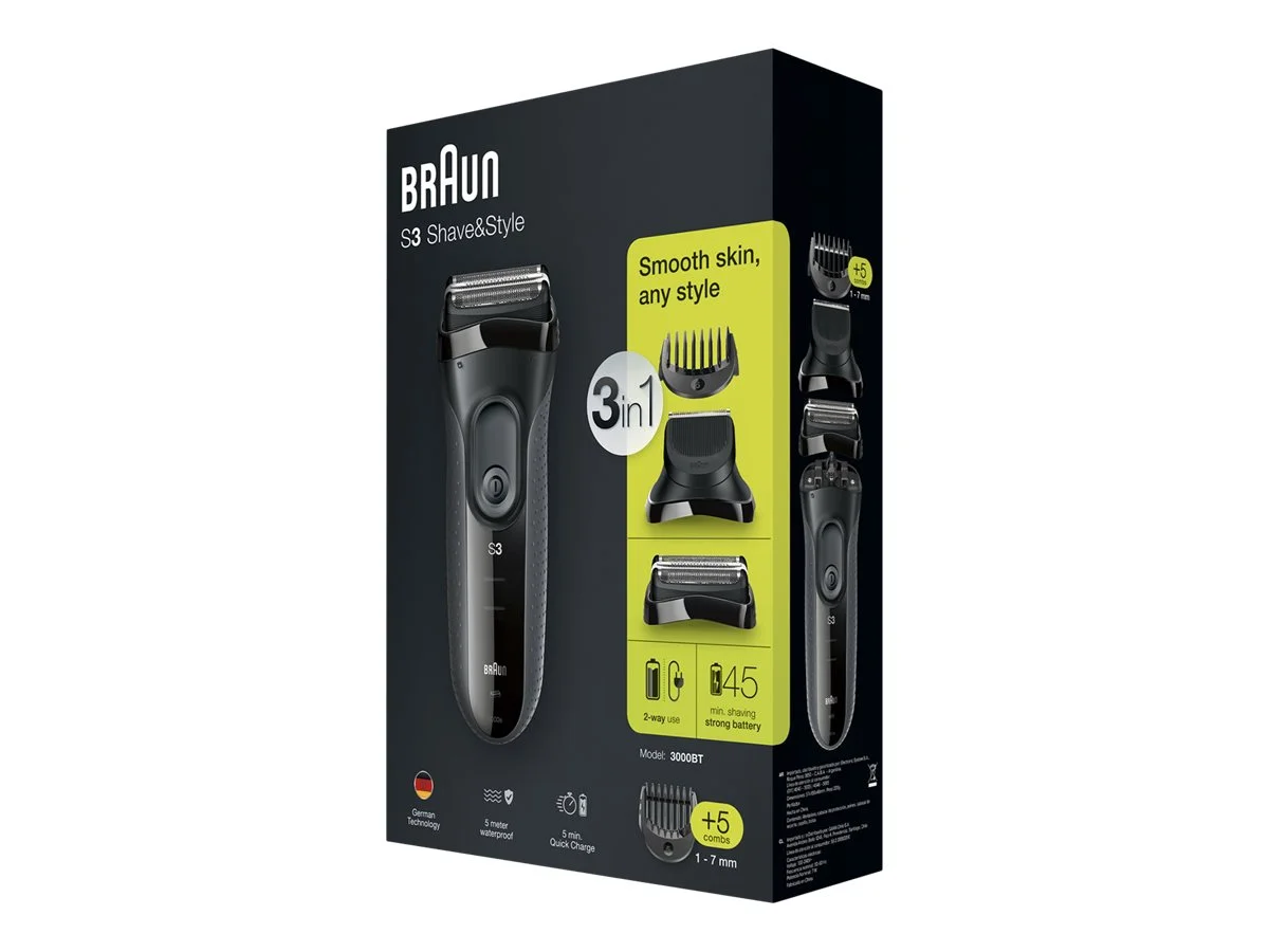 Braun Shave&Style Shaver   3000BT Series 3   Operating time (max) 45 min   NiMH   Black - Image 4