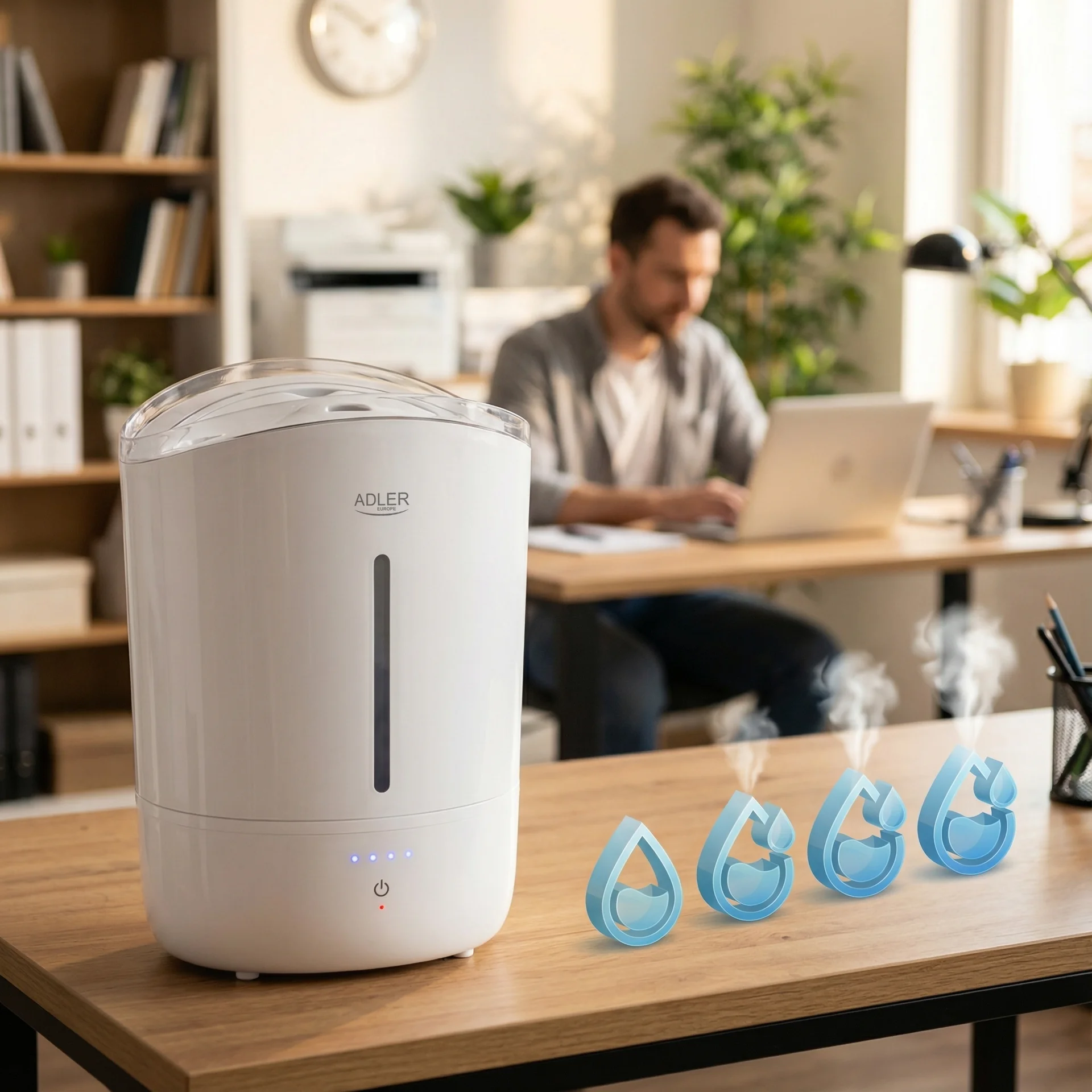 Adler Humidifier   AD 7971   30 W   Water tank capacity 5 L   Ultrasonic   Humidification capacity 100-250 ml/hr   White - Image 15