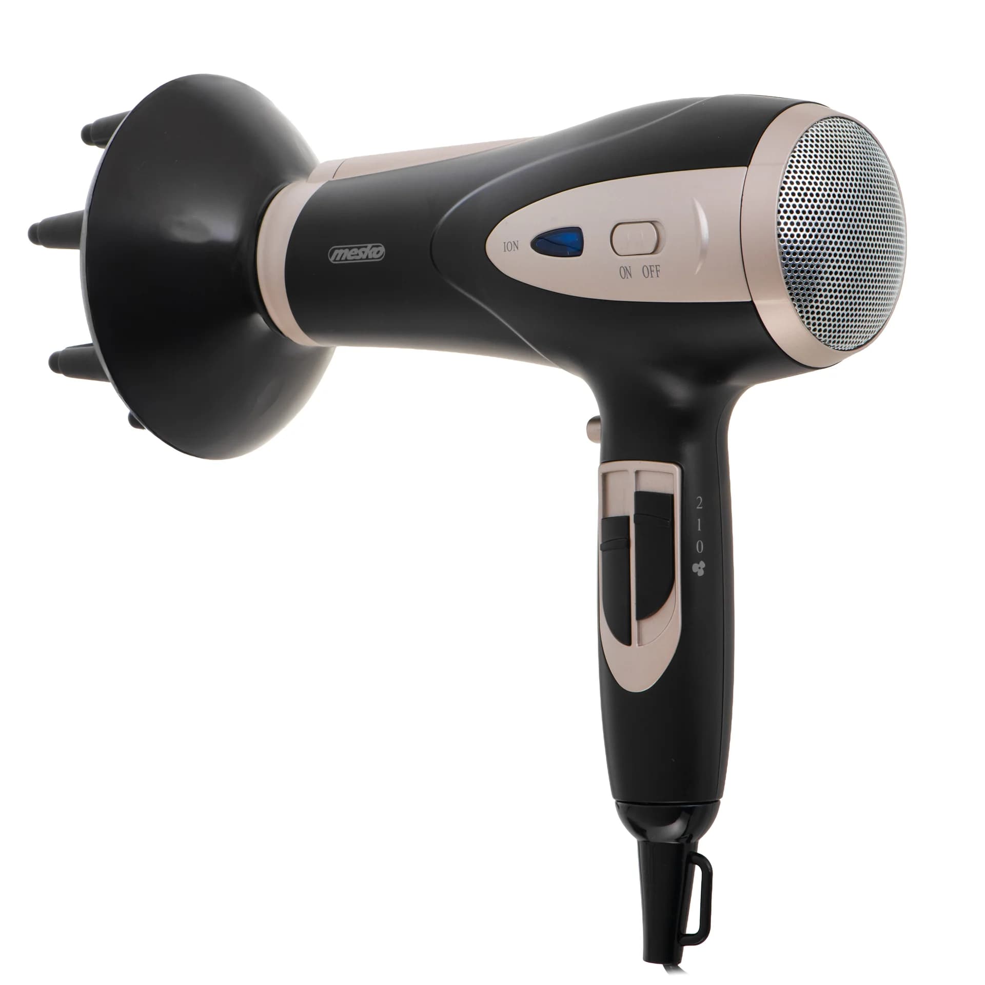 Mesko Hair Dryer   MS 2287   2200 W   Number of temperature settings 3   Diffuser nozzle   Black/Champagne - Image 5