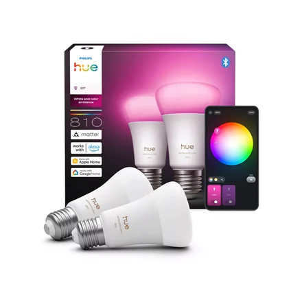 Philips Hue WCA 810 A60 2P EU   E27   6 W   White and colour light   Bluetooth and Zigbee - Image 3