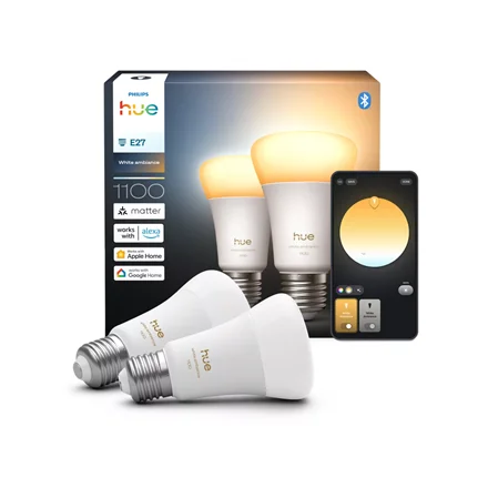 Philips Hue WA 1100 A60 2P EU   E27   8.1 W   Warm to cool white light   Bluetooth and Zigbee - Image 3