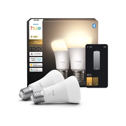 Philips Hue W 1100 A60 2P EU   E27   9.5 W   Soft white light   Bluetooth and Zigbee - Image 3