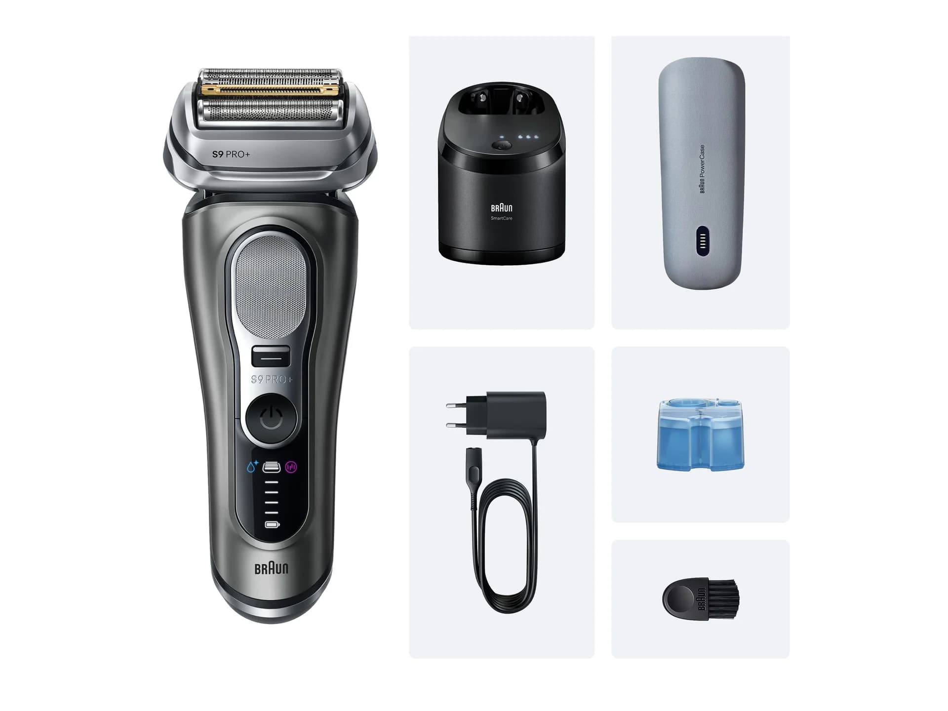 Braun Shaver Series 9 Pro+ 9675cc Operating time (max) 60 min Wet & Dry Lithium Ion Grey - Image 1