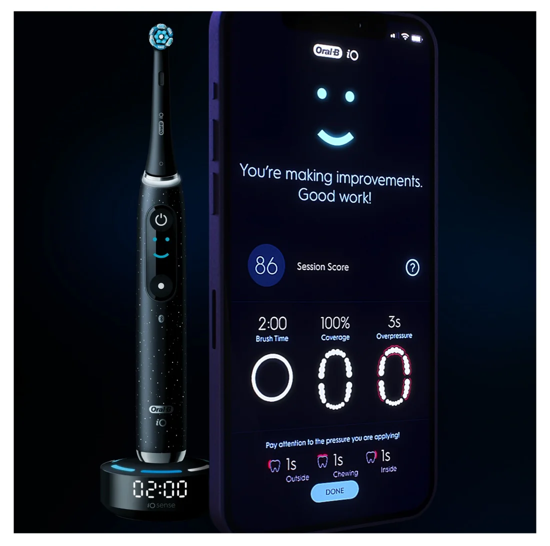 Oral-B Electric Toothbrush iO10 Series Rechargeable For adults Number of brush heads included 1 Number of teeth brushing modes 7 Cosmic Black Booster - Image 8