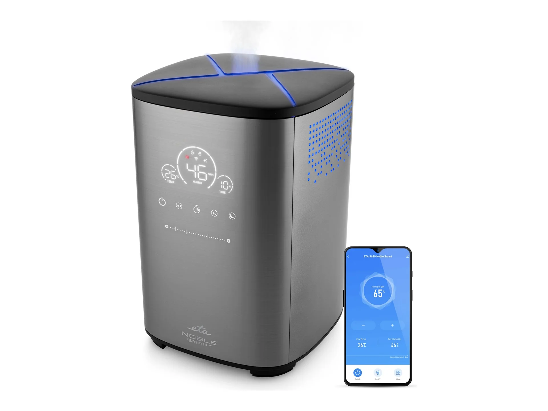 ETA Humidifier Noble Smart 5629 90000 110 W Water tank capacity 4 L Suitable for rooms up to 50 m² Ultrasonic Grey Humidification capacity 500 ml/hr - Image 1