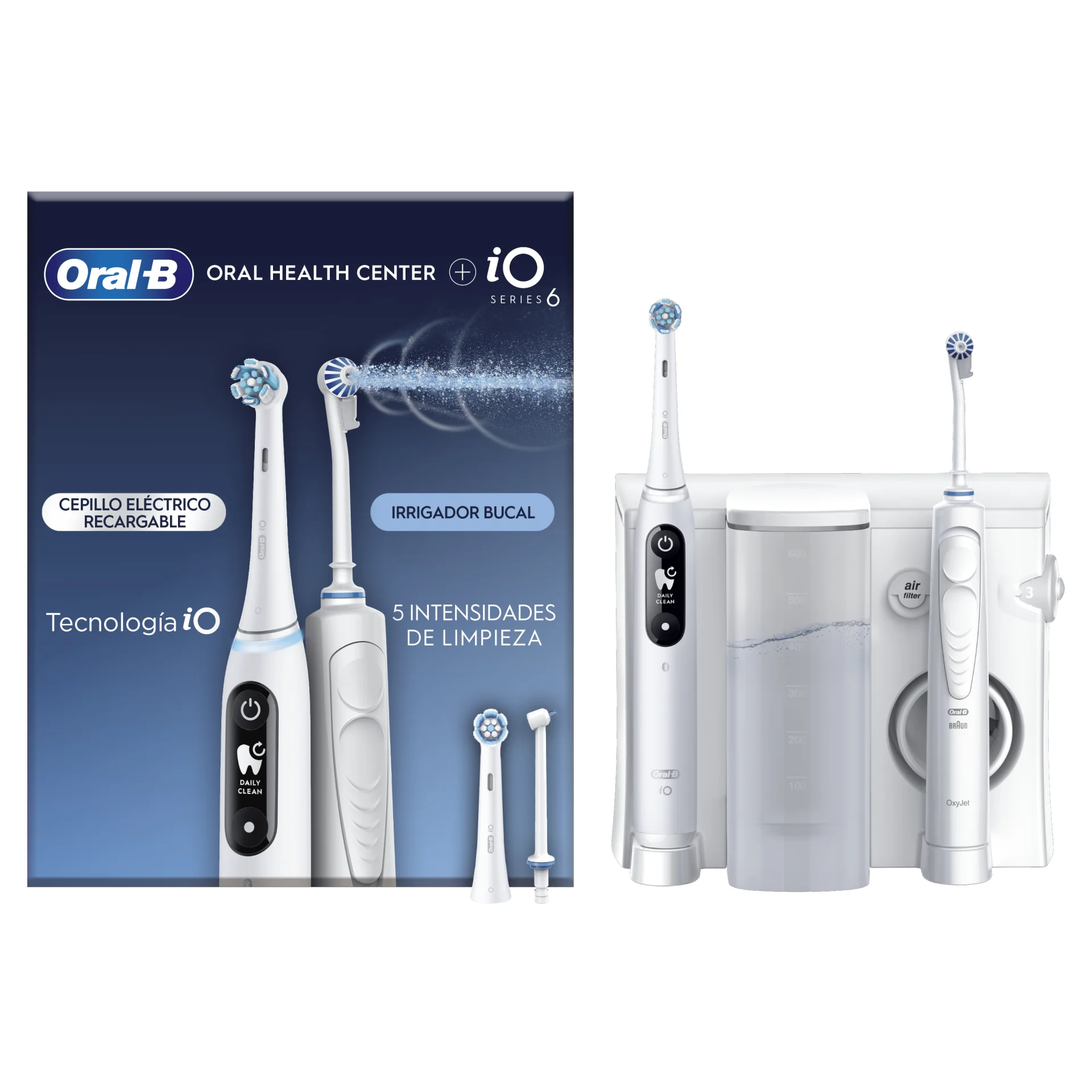 Oral-B Electric Toothbrush iO6 & OxyJet Rechargeable For adults Number of brush heads included 2 Number of teeth brushing modes 5 White - Image 1