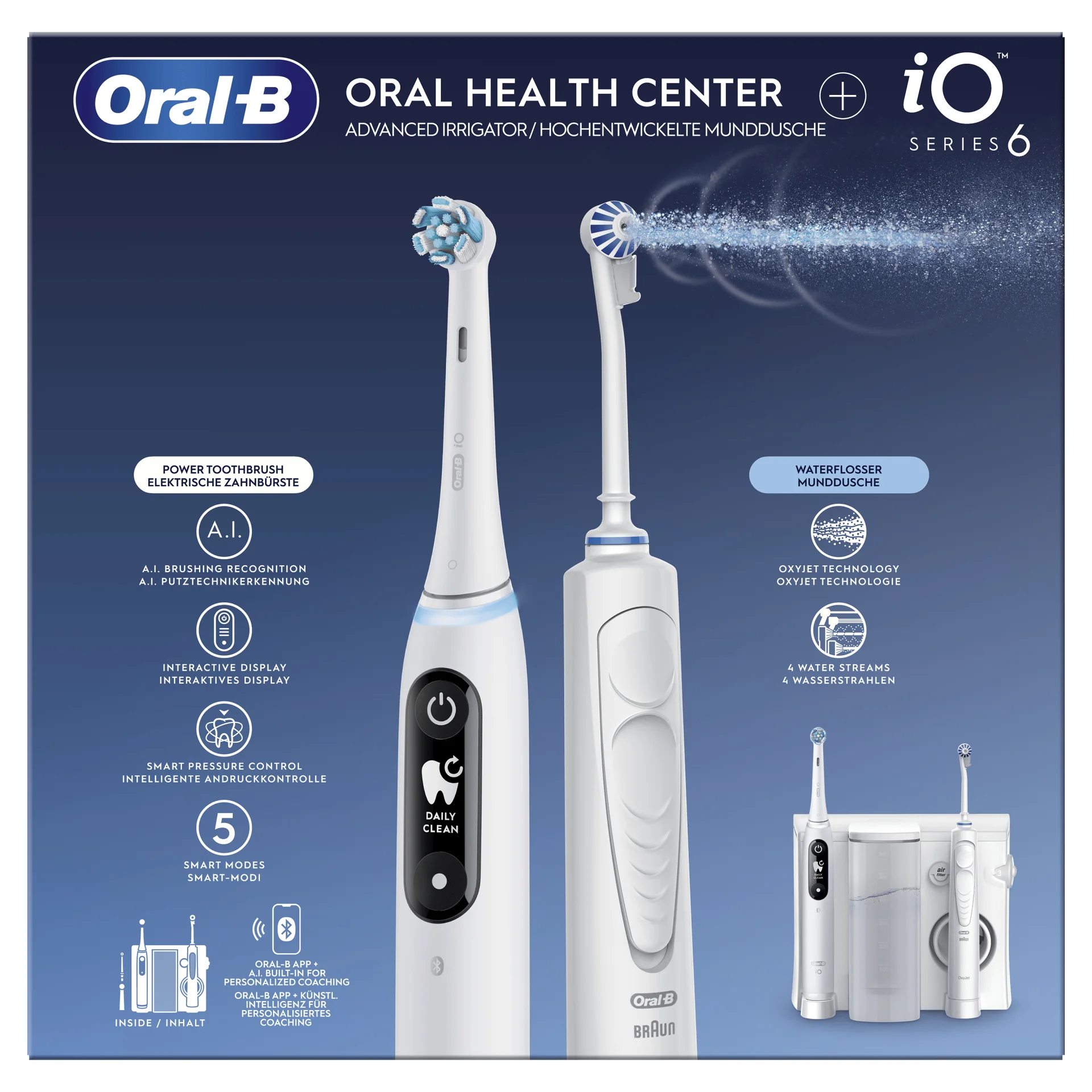 Oral-B Electric Toothbrush iO6 & OxyJet Rechargeable For adults Number of brush heads included 2 Number of teeth brushing modes 5 White - Image 3