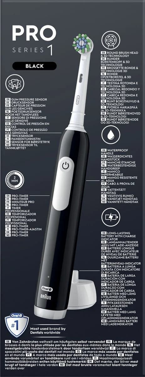 Oral-B Pro Series 1 Electric Toothbrush Rechargeable For adults Number of brush heads included 1 Number of teeth brushing modes 3 Black - Image 2