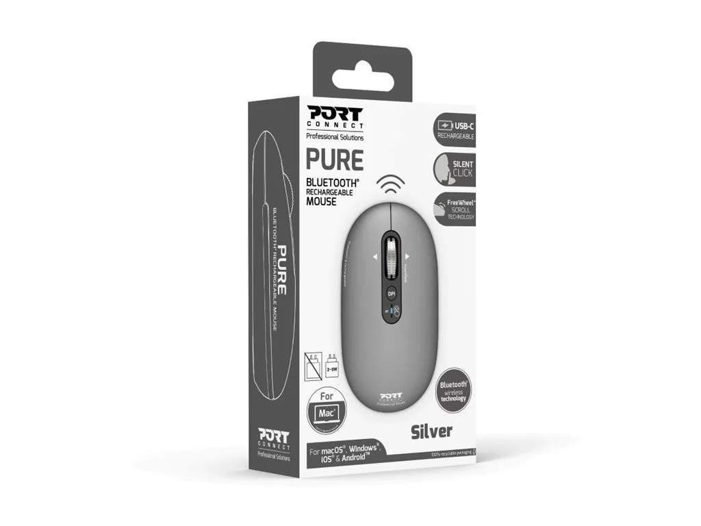 PORT CONNECT Mouse PURE MAC Wireless Bluetooth Gris clair - Image 4