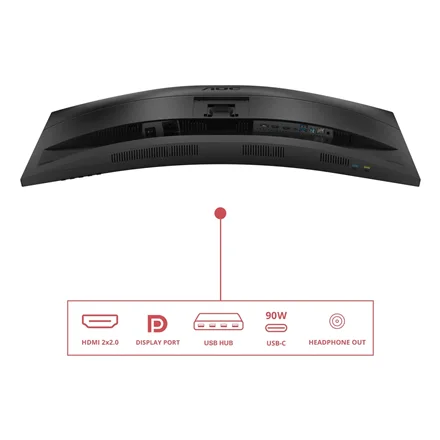AOC CU34E4CV 34 " VA 21:9 120 Hz 4 ms 3440 x 1440 pixels HDMI ports quantity 2 Black - Image 17