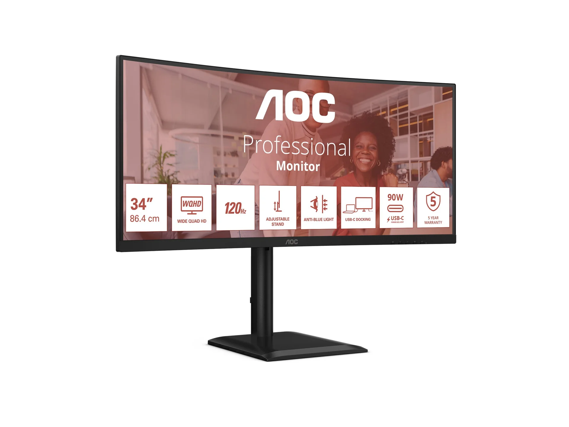 AOC CU34E4CV 34 " VA 21:9 120 Hz 4 ms 3440 x 1440 pixels HDMI ports quantity 2 Black - Image 8