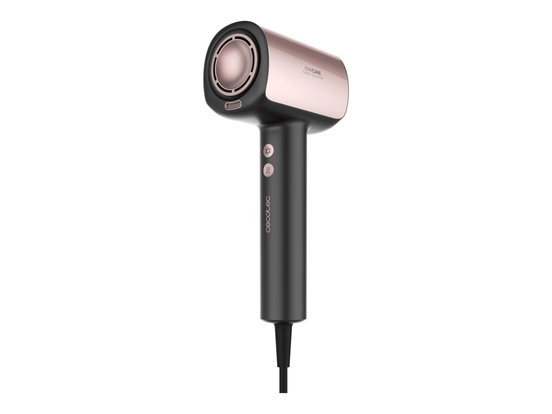 Cecotec Hair dryer DryGlam Nano Plasma 1600 W Number of temperature settings 3 Ionic function Black/Rose Gold Diffuser nozzle - Image 1