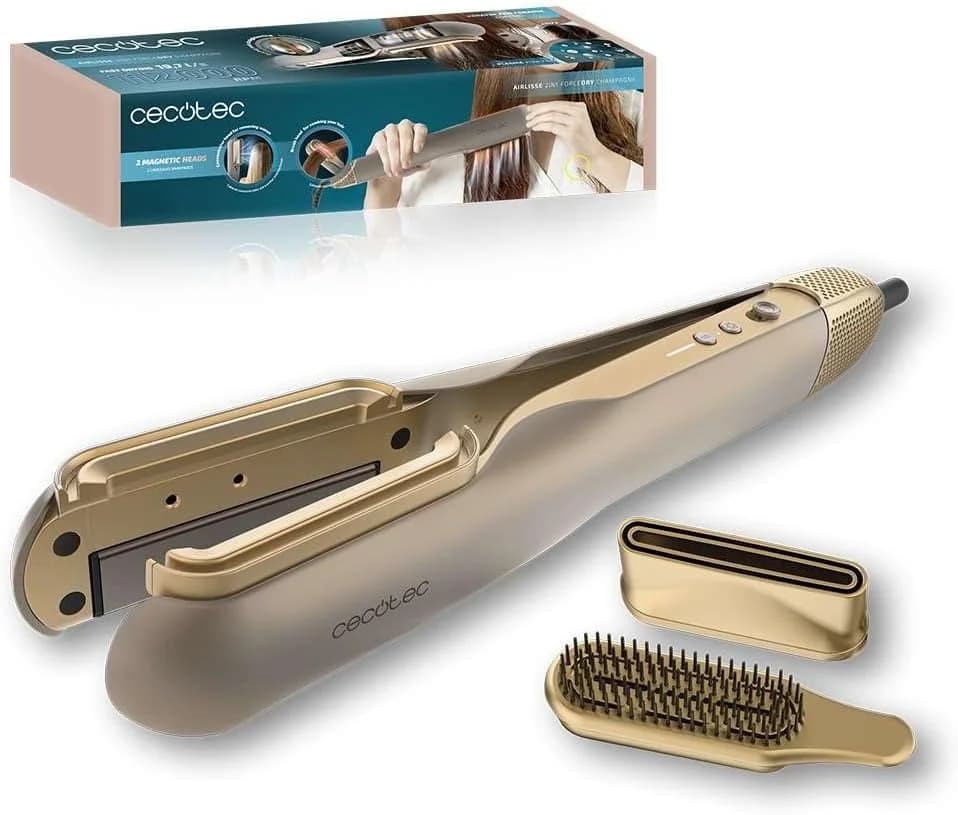 Cecotec Air Straightener AirLisse 2in1 ForceDry Champagne Ceramic heating system Number of heating levels 4 1000 W Beige - Image 1