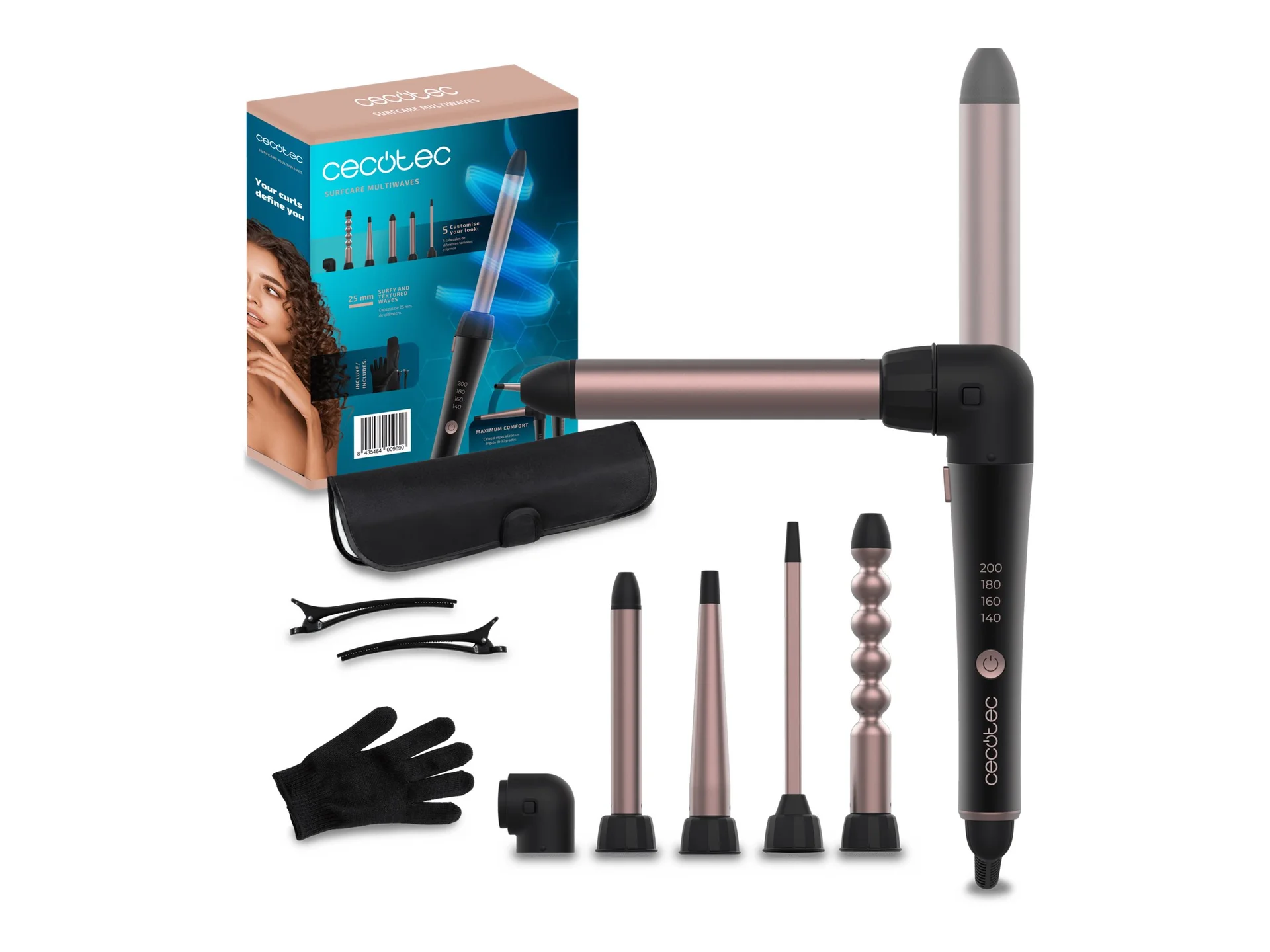 Cecotec Hair Curler SurfCare MultiWaves Multi-head Ceramic heating system Temperature (min) 140 °C Temperature (max) 200 °C 46 W - Image 1