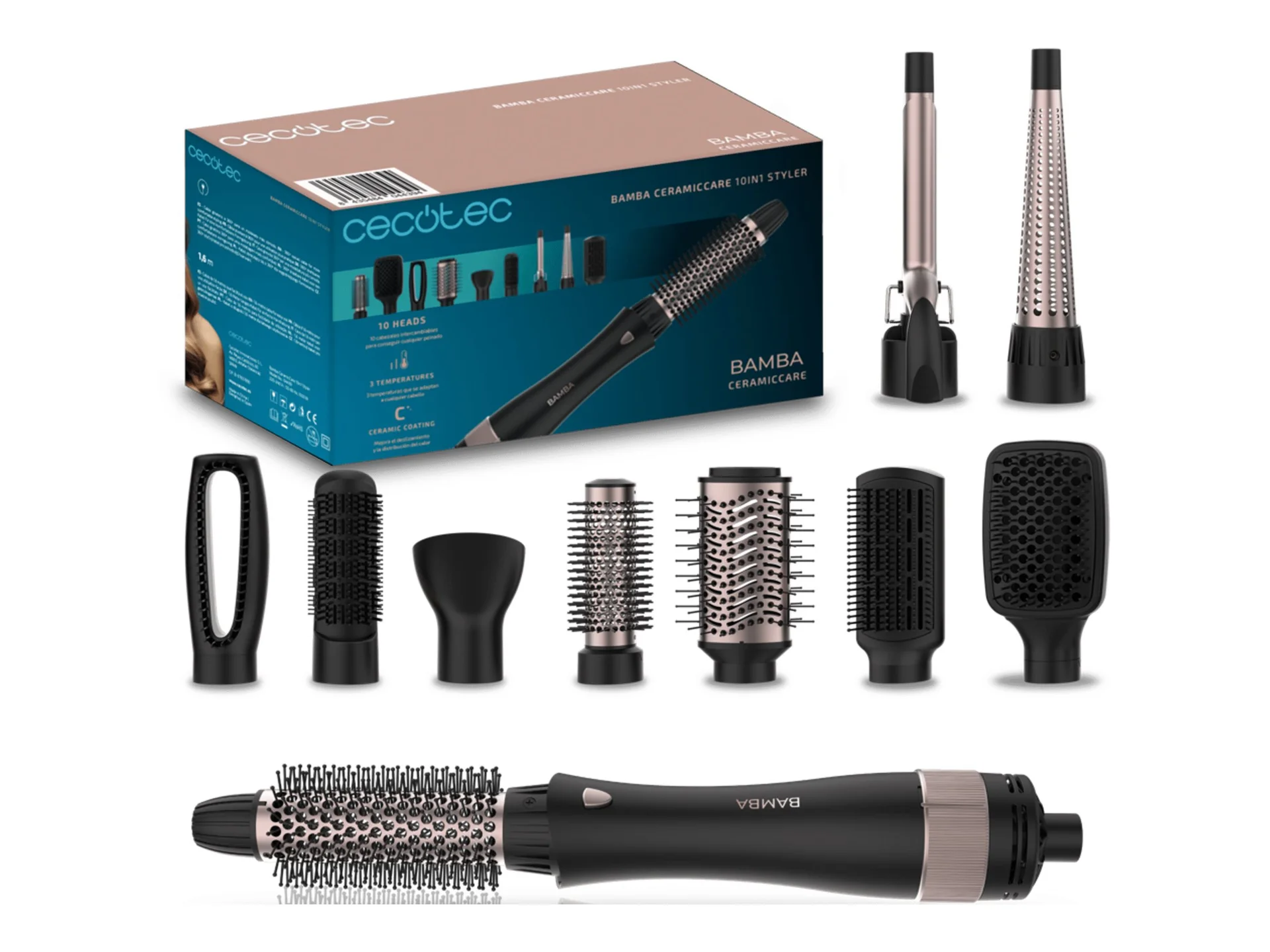 Cecotec Air brush CeramicCare 10in1 Styler 10-in-1 Number of heating levels 3 1000 W Black - Image 1