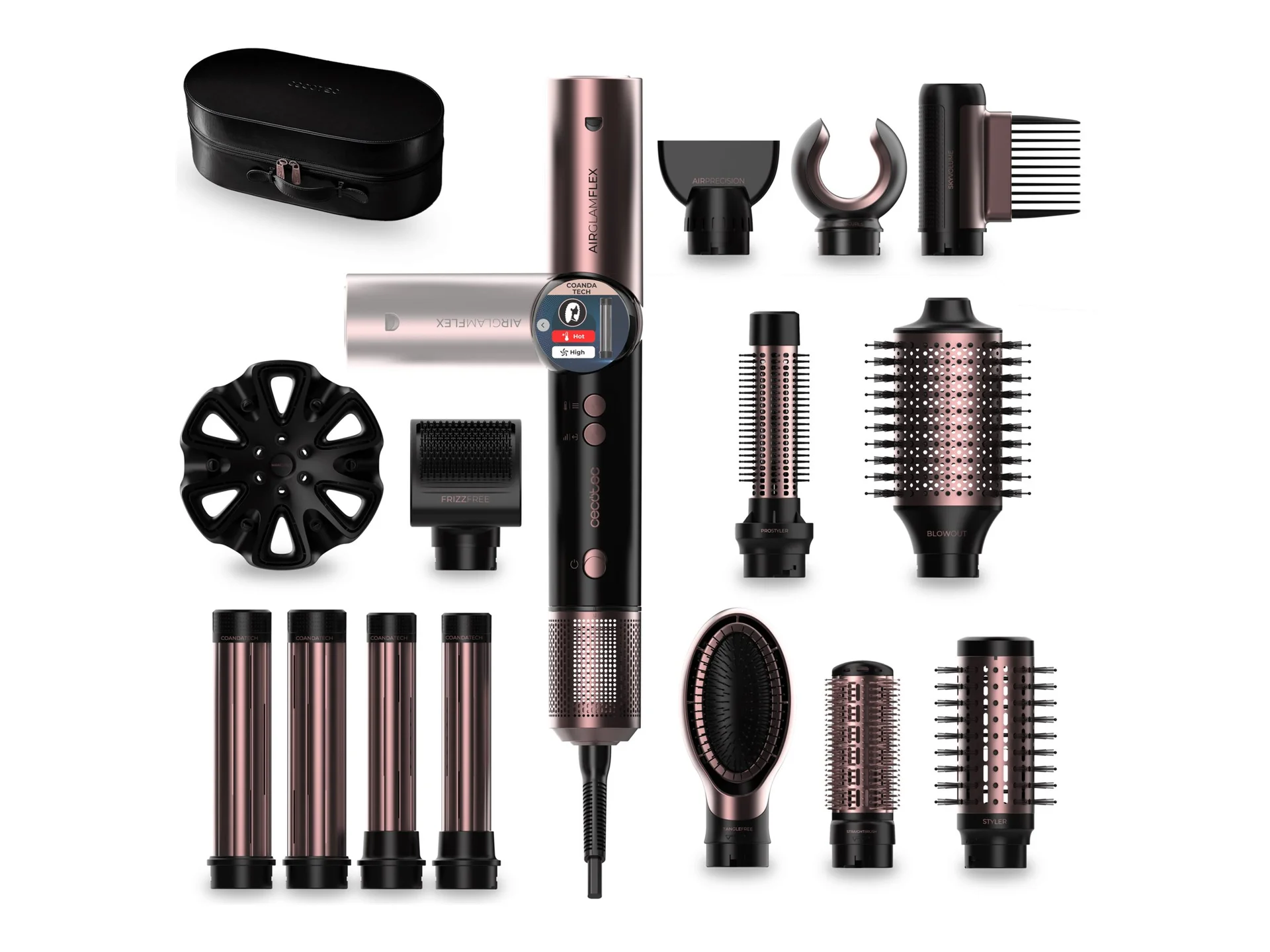 Cecotec Styling Brush AirGlam 14in1 Flex Black Ion conditioning Barrel diameter 32 mm/35 mm 1400 W Black - Image 1