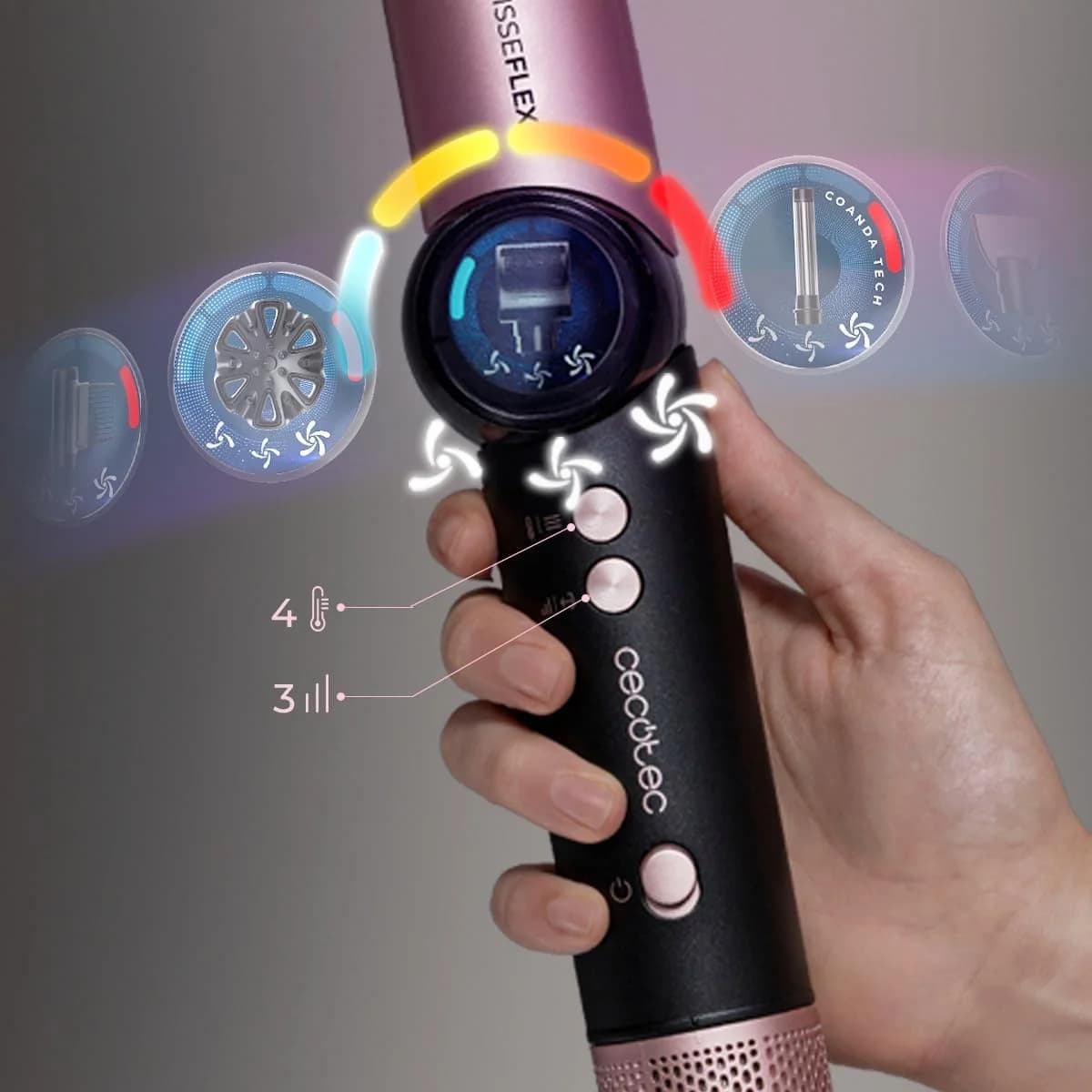 Cecotec Styling Brush AirGlam 14in1 Flex Black Ion conditioning Barrel diameter 32 mm/35 mm 1400 W Black - Image 3