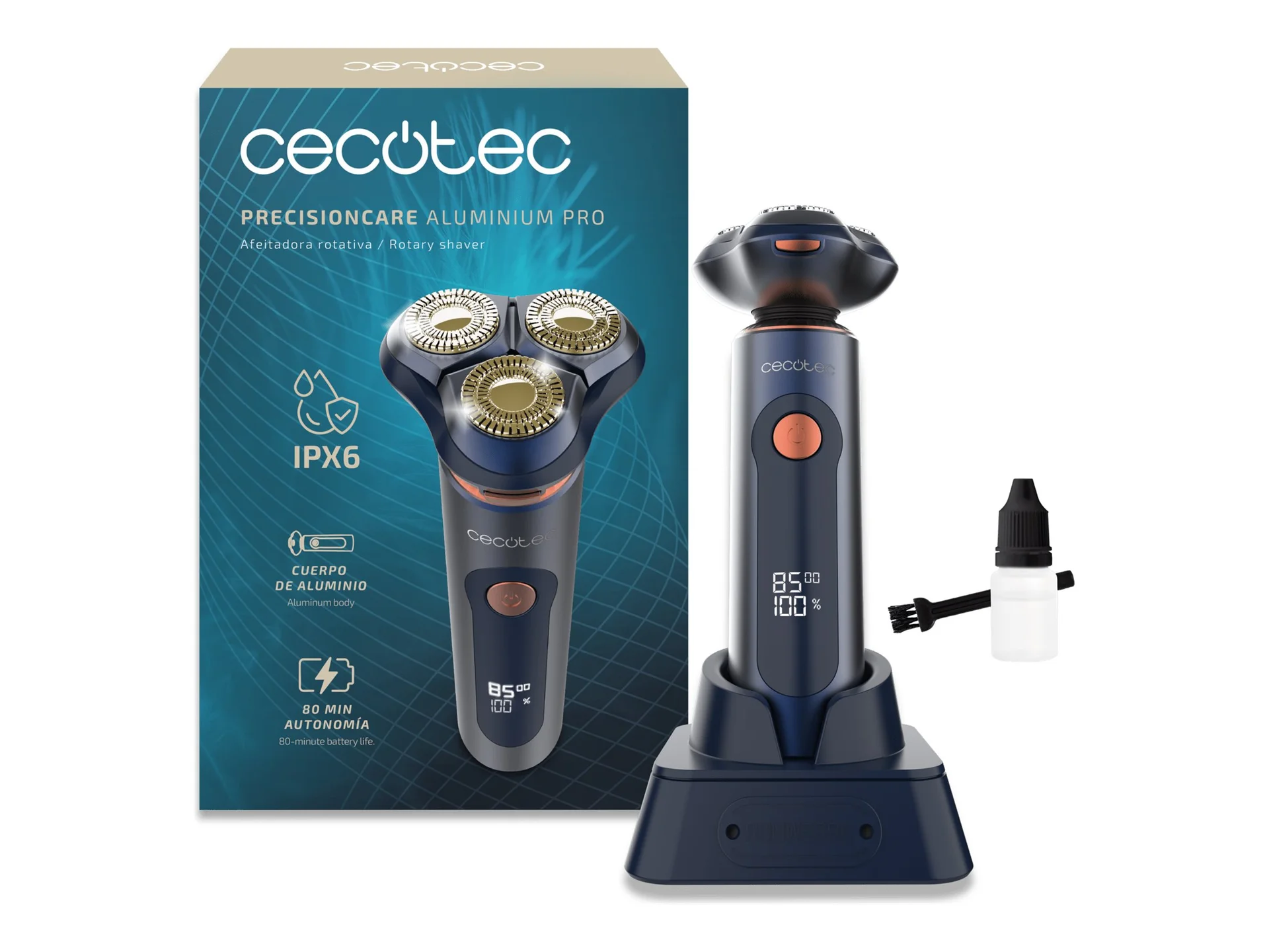 Cecotec Shaver PrecisionCare Aluminium Pro Operating time (max) 80 min Wet & Dry Blue - Image 1