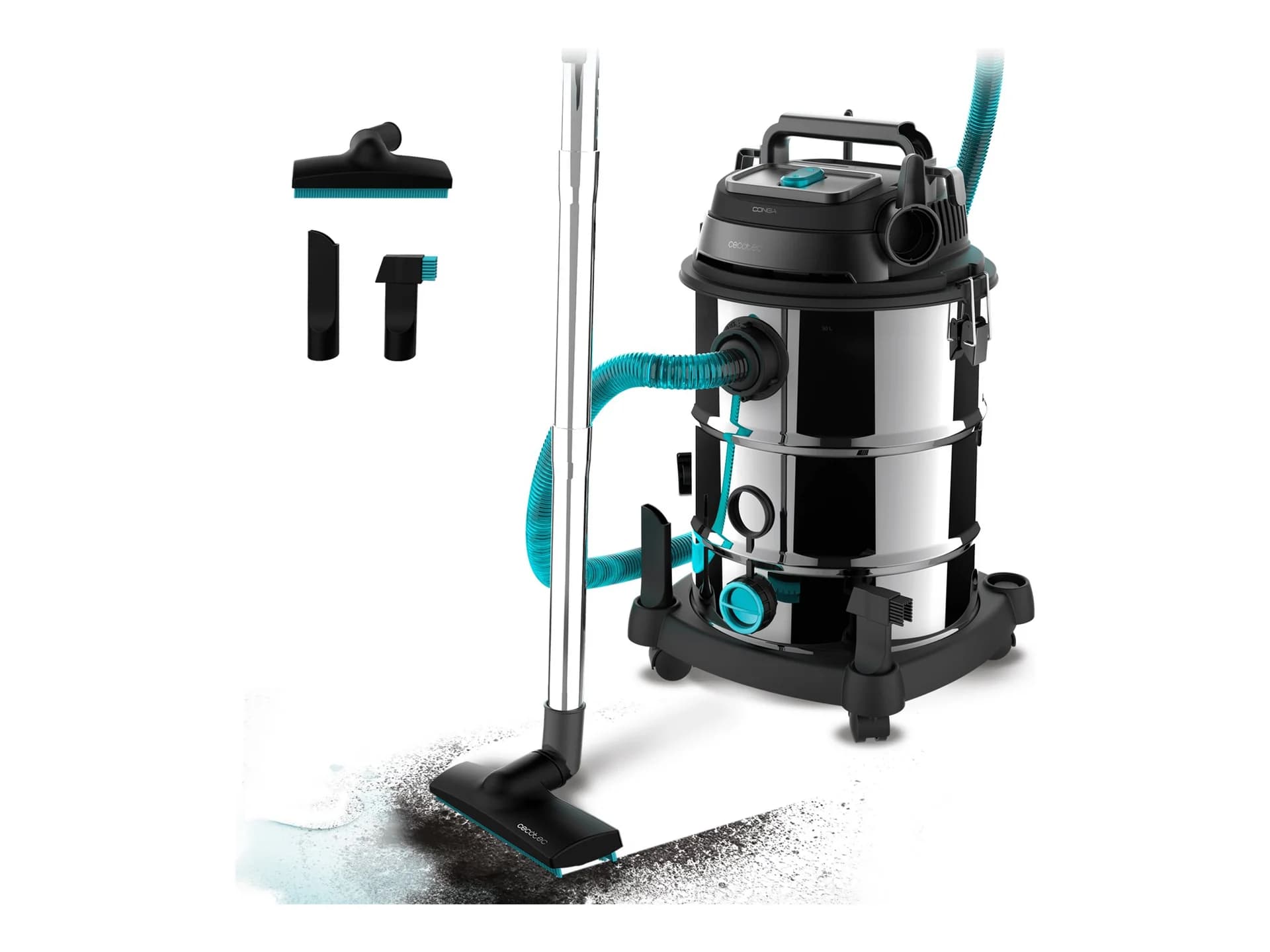 Cecotec Vacuum cleaner Conga Rockstar Wet & Dry Steel Max Pro Corded operating 1600 W 220-240 V Silver/Black - Image 1