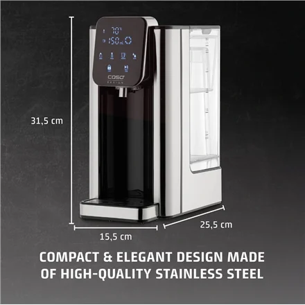 Caso HW 666 Inox Turbo Hot Water Dispenser Electric 2200-2600 W 2.7 L Plastic/Stainless Steel Stainless steel/Black - Image 2