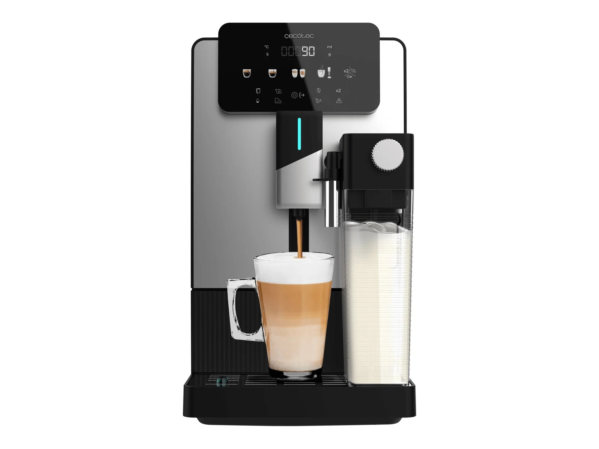 Cecotec Coffee machine Cremmaet Latte Jar Pump pressure 19 bar Automatic Built-in milk frother Black/Silver 1500 W - Image 1