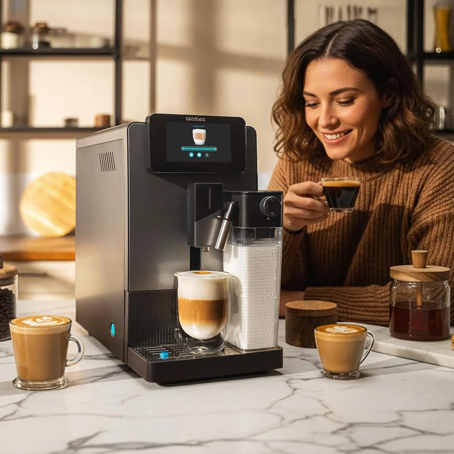 Cecotec Coffee machine Cremmaet Latte Jar Pump pressure 19 bar Automatic Built-in milk frother Black/Silver 1500 W - Image 3