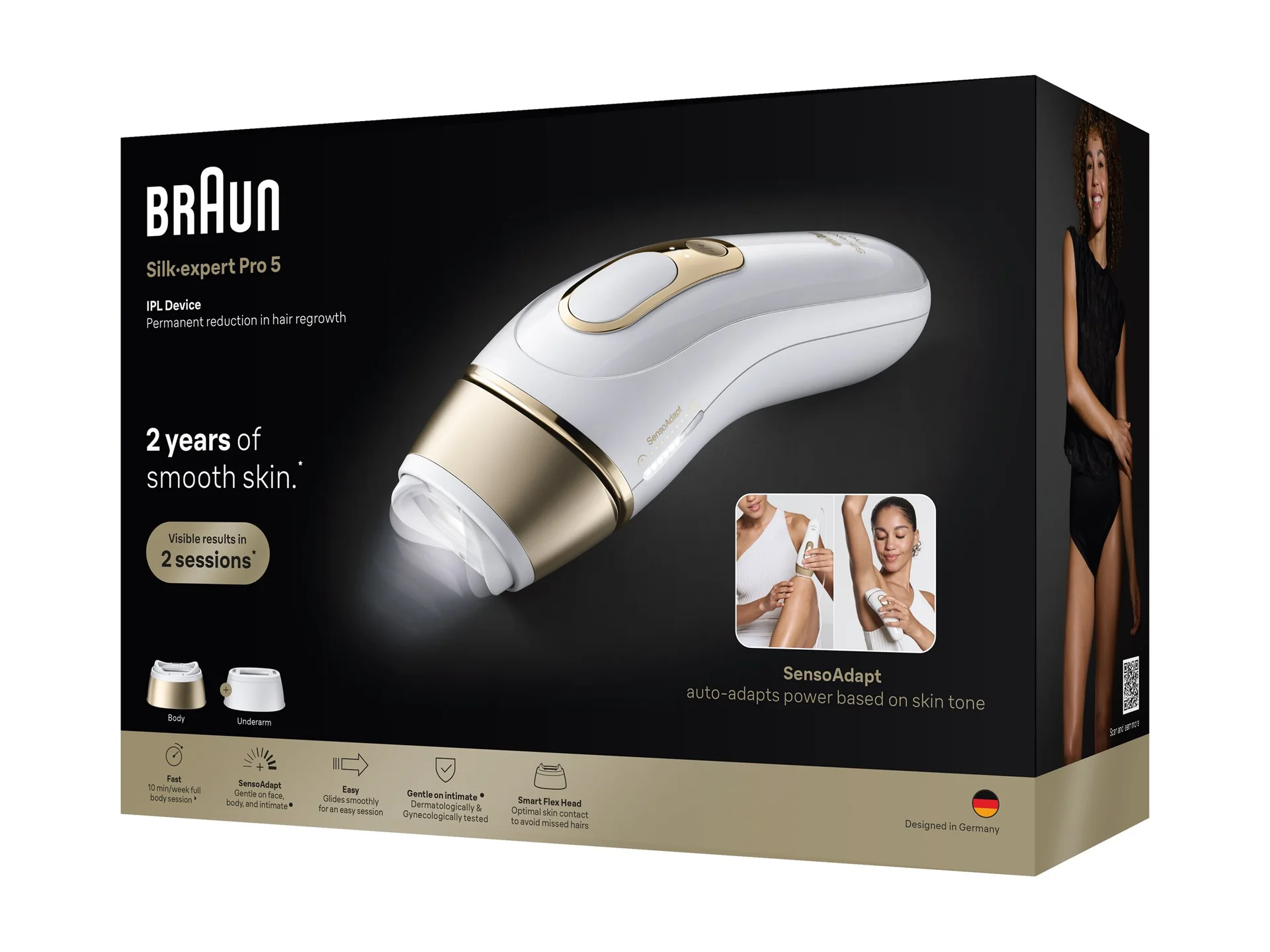 Braun IPL Epilator Silk expert Pro 5 PL5210 Number of power levels 3 White/Gold - Image 4